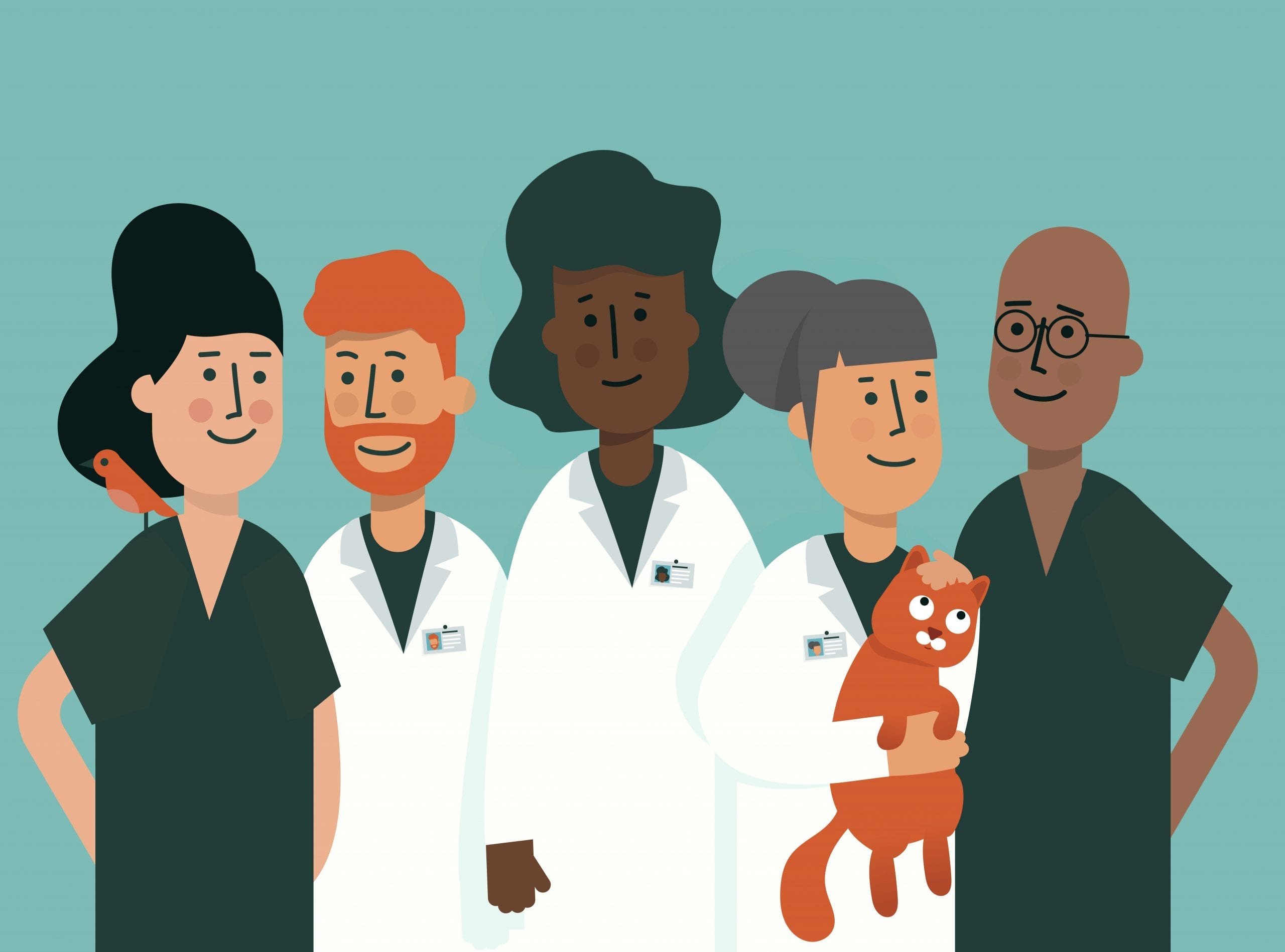 A graphic of the veterinary team at WellHaven Pet Health in Maple Grove, MN.